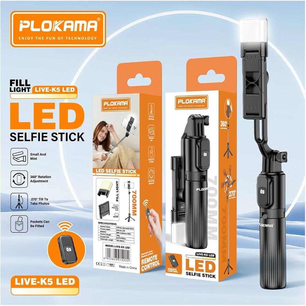 PLOKAMA SELFIE STICK K5 LED