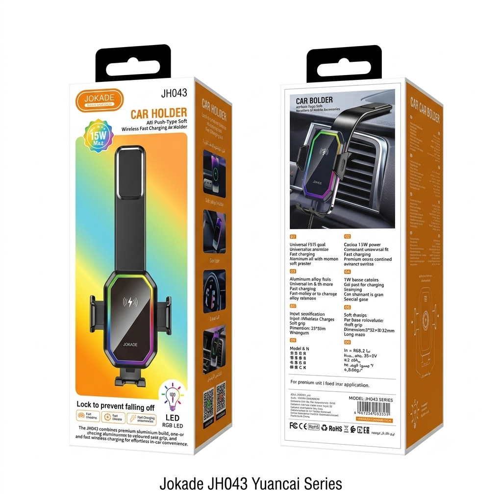 JOKADE CAR HOLDER AIR OUTLET SPIRAL HOOK WIRELESS CHARGING 15W JH043