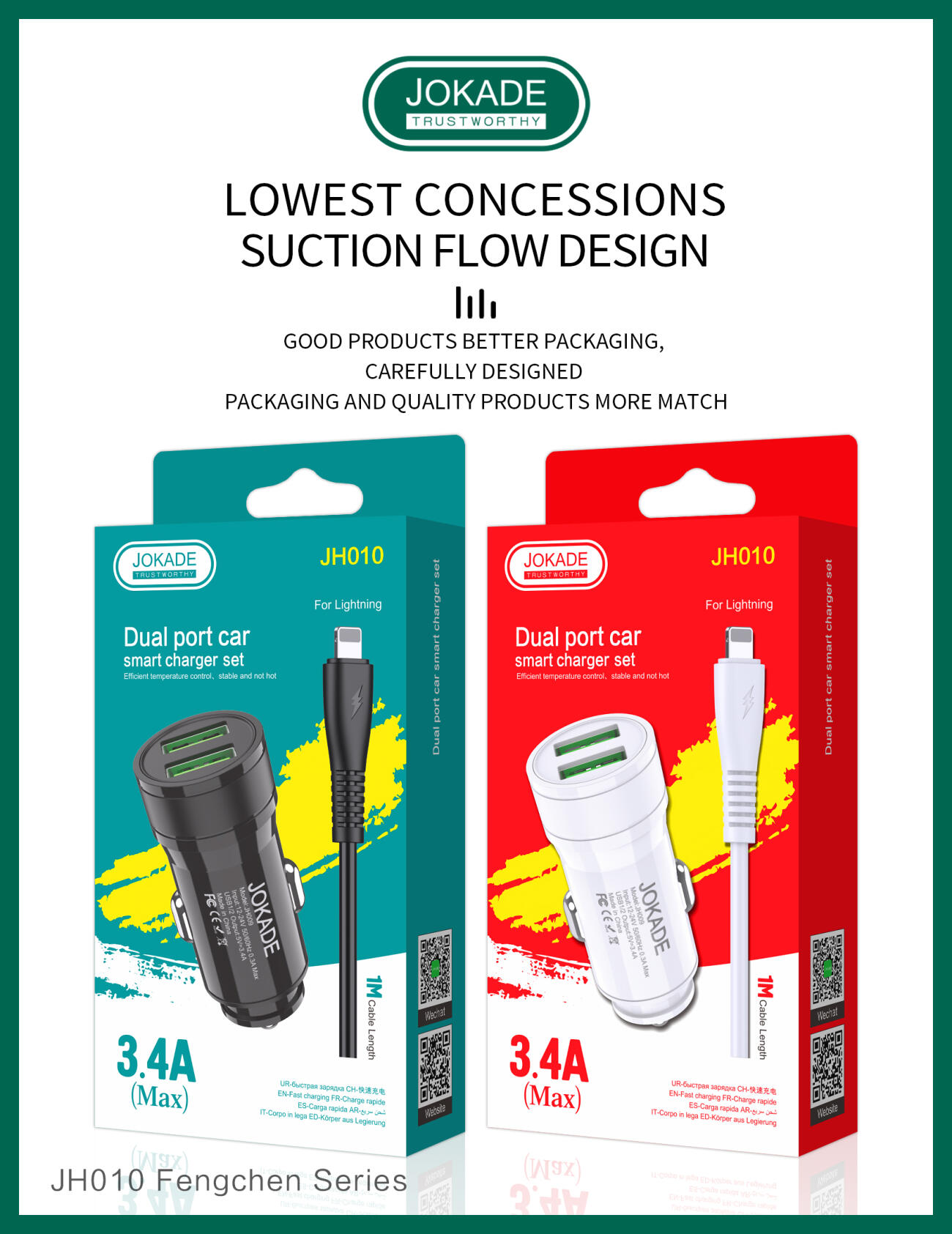 JOKADE CAR CHARGER 2USB IPHONE JH010