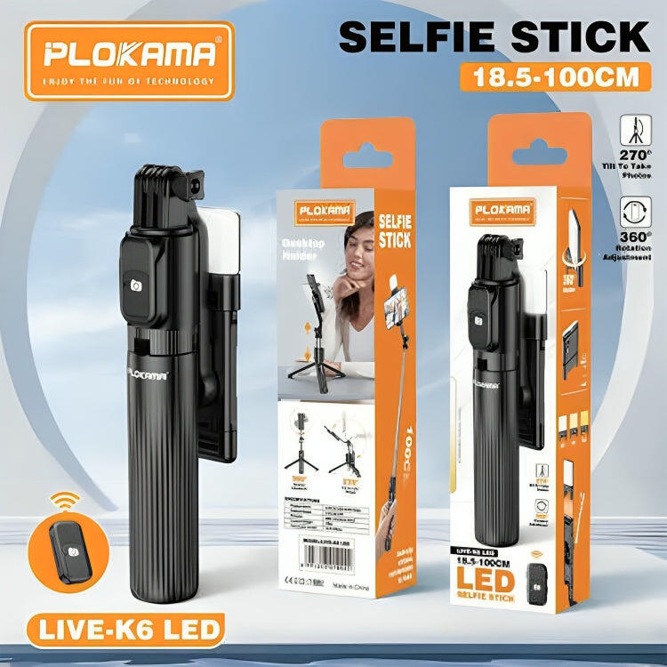PLOKAMA SELFIE STICK K6 LED